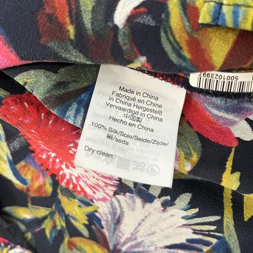 J Crew‎ Silk Pleated Popover Top Blouse Floral Long Sleeve Women's Small Cottage